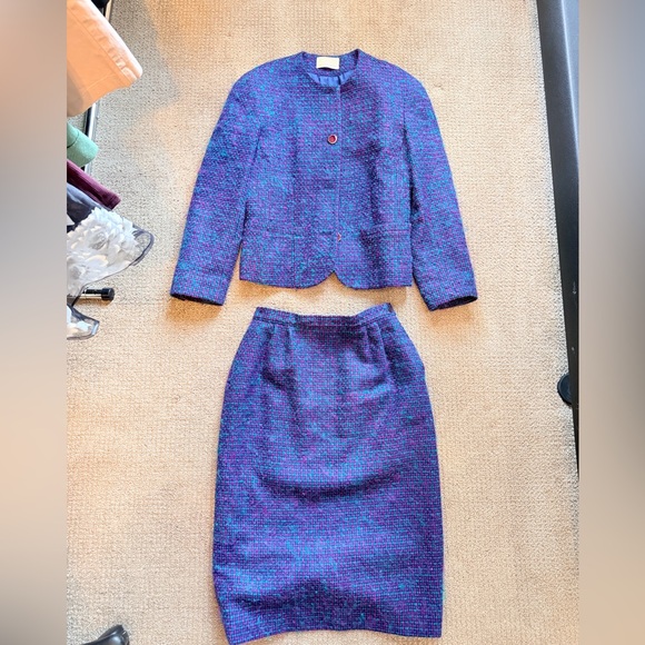 Pendleton Jackets & Blazers - Vintage 70’s Pendleton Blue-Purple Tweed Suit Set sz 6